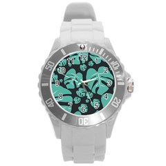 Leaves Round Plastic Sport Watch (l) by Sobalvarro