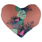 Leaves Large 19  Premium Flano Heart Shape Cushions Front