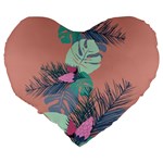 Leaves Large 19  Premium Flano Heart Shape Cushions Back