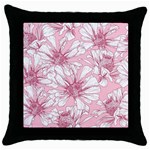 Pink flowers Throw Pillow Case (Black) Front