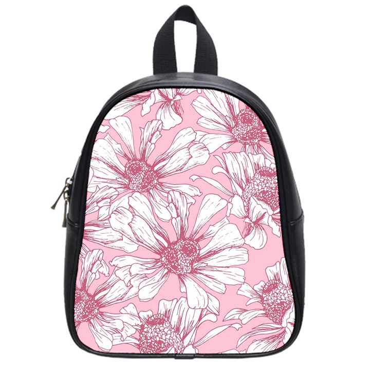 Pink flowers School Bag (Small)