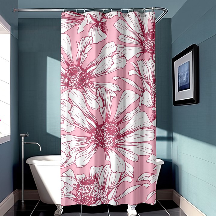 Pink flowers Shower Curtain 36  x 72  (Stall) 