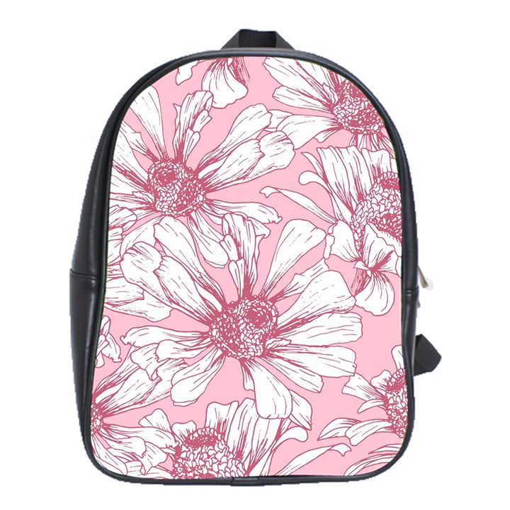 Pink flowers School Bag (XL)