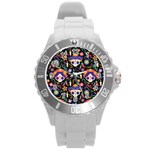 Dia de los muertos Round Plastic Sport Watch (L) Front