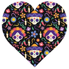 Dia De Los Muertos Wooden Puzzle Heart by Sobalvarro