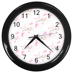 Pattern Orchidée Fleurs Wall Clock (black) by kcreatif