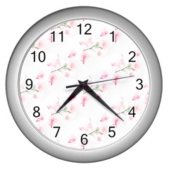 Pattern Orchidée Fleurs Wall Clock (silver) by kcreatif