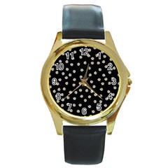 Pattern Marguerites Round Gold Metal Watch by kcreatif