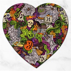 Halloween Doodle Vector Seamless Pattern Jigsaw Puzzle (heart) by Sobalvarro