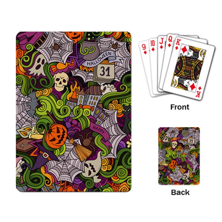 Halloween Doodle Vector Seamless Pattern Playing Cards Single Design (Rectangle)