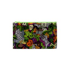 Halloween Doodle Vector Seamless Pattern Cosmetic Bag (xs) by Sobalvarro