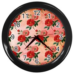 Pattern Flower Paper Wall Clock (black) by HermanTelo