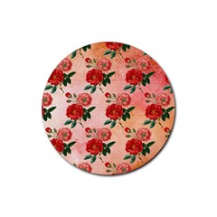 Pattern Flower Paper Rubber Round Coaster (4 Pack)  by HermanTelo