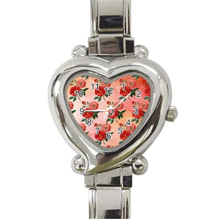 Pattern Flower Paper Heart Italian Charm Watch