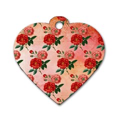 Pattern Flower Paper Dog Tag Heart (two Sides)