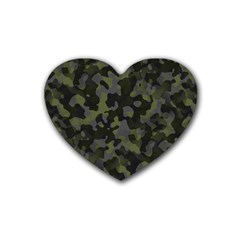 Camouflage Vert Rubber Coaster (heart)  by kcreatif