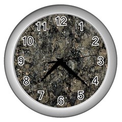 Grunge Organic Texture Print Wall Clock (silver)