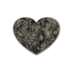 Grunge Organic Texture Print Rubber Coaster (heart)  by dflcprintsclothing