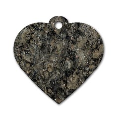 Grunge Organic Texture Print Dog Tag Heart (two Sides)