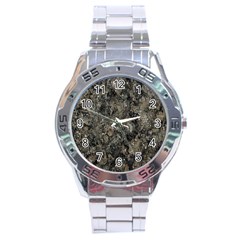 Grunge Organic Texture Print Stainless Steel Analogue Watch