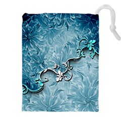 Wonderful Blue Flowers Drawstring Pouch (5xl)