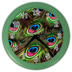 Peacock Feathers Color Plumage Color Wall Clock by Celenk