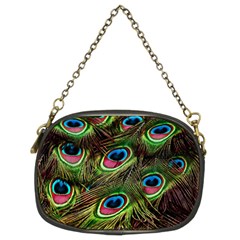 Peacock Feathers Color Plumage Chain Purse (two Sides)