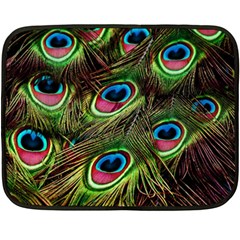 Peacock Feathers Color Plumage Fleece Blanket (mini) by Celenk