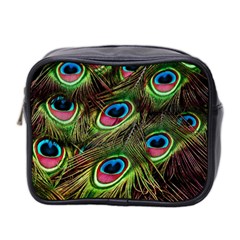 Peacock Feathers Color Plumage Mini Toiletries Bag (two Sides) by Celenk