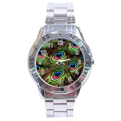 Peacock Feathers Color Plumage Stainless Steel Analogue Watch by Celenk