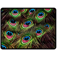 Peacock Feathers Color Plumage Double Sided Fleece Blanket (large)  by Celenk