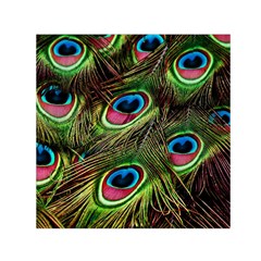 Peacock Feathers Color Plumage Small Satin Scarf (square) by Celenk