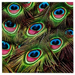 Peacock Feathers Color Plumage Wooden Puzzle Square by Celenk