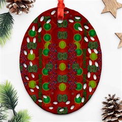 In Time For The Season Of Christmas Ornament (oval Filigree) by pepitasart