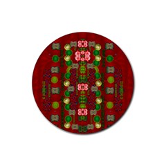 In Time For The Season Of Christmas An Jule Rubber Round Coaster (4 pack) 