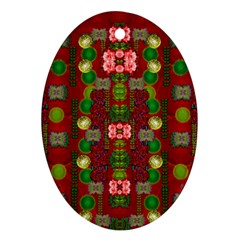 In Time For The Season Of Christmas An Jule Oval Ornament (two Sides) by pepitasart