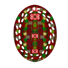 In Time For The Season Of Christmas An Jule Oval Filigree Ornament (Two Sides)