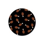 Turkey Leg Pattern - Thanksgiving Rubber Round Coaster (4 pack)  Front