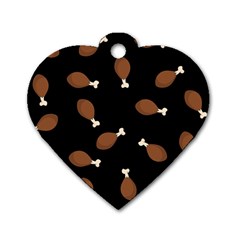 Turkey Leg Pattern - Thanksgiving Dog Tag Heart (two Sides) by Valentinaart