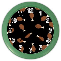 Turkey Leg Pattern - Thanksgiving Color Wall Clock by Valentinaart