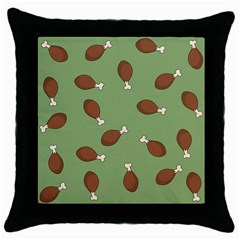 Turkey Leg Pattern - Thanksgiving Throw Pillow Case (black) by Valentinaart