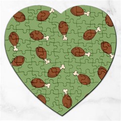 Turkey Leg Pattern - Thanksgiving Jigsaw Puzzle (heart) by Valentinaart