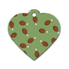 Turkey Leg Pattern - Thanksgiving Dog Tag Heart (two Sides) by Valentinaart