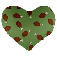 Turkey Leg Pattern - Thanksgiving Large 19  Premium Heart Shape Cushions by Valentinaart