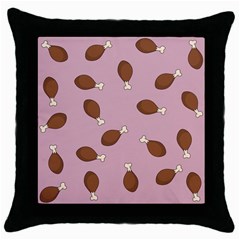 Turkey Leg Pattern - Thanksgiving Throw Pillow Case (black) by Valentinaart