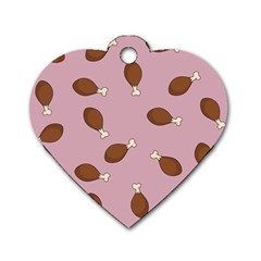 Turkey Leg Pattern - Thanksgiving Dog Tag Heart (two Sides) by Valentinaart