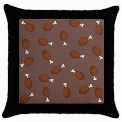 Turkey Leg Pattern - Thanksgiving Throw Pillow Case (black) by Valentinaart