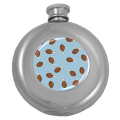 Turkey Leg Pattern - Thanksgiving Round Hip Flask (5 Oz) by Valentinaart