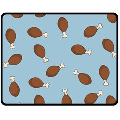 Turkey Leg Pattern - Thanksgiving Double Sided Fleece Blanket (medium) 