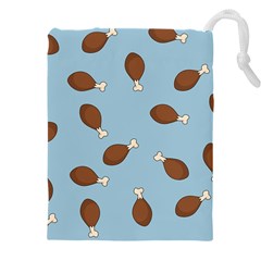 Turkey Leg Pattern - Thanksgiving Drawstring Pouch (4xl) by Valentinaart